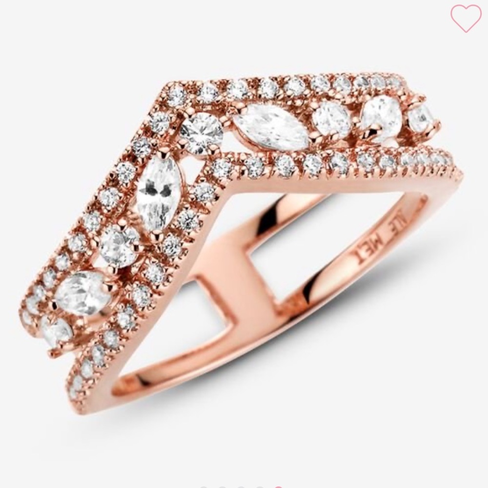 NWT Pandora Sparkling Marquise Wishbone Ring